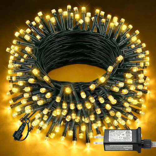 Vista 32 de Tira de luces LED de Navidad de 40 pies para exteriores, luces rojas y blancas de Navidad impermeables, 8 modos y temporizador, luces de árbol