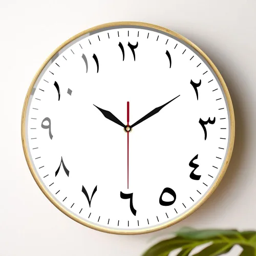 Vista 8 de Reloj de pared de cuarzo silencioso con números arábigos de 12 pulgadas con marco de madera, reloj de pared analógico de madera para colgar números