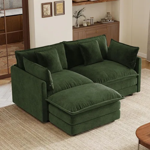 Vista 13 de mikibama Sofá modular seccional, juego de sofá en forma de L de 70.8 pulgadas para sala de estar, sofá biplaza, cómodos sofás de nube con otomana