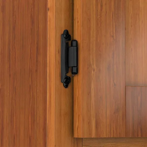 Vista 7 de 12 bisagras negras para puerta de gabinete, bisagras de cierre automático de cocina superpuestas de 1/2 pulgada (6 pares)