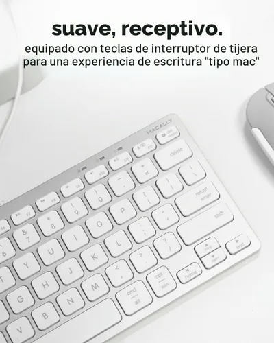 Vista 5 de Macally Teclado USB C con cable para Mac (USB C + USB A) - Teclado compatible para MacBook Pro/Air, iMac y MacMini - Teclado compacto Mac