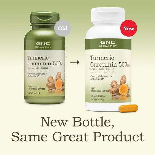 Vista 3 de GNC Curcumina de cúrcuma 500 mg, vegano, 100 cápsulas