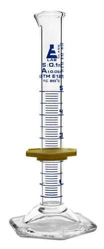 Vista 13 de Cilindro graduado, 33.8 fl oz - ASTM, tolerancia clase A ±3.0.0 fl oz - Collar protector, base hexagonal - Graduaciones azules - Vidrio