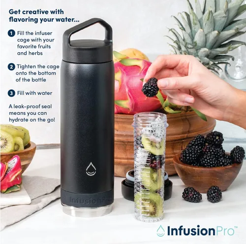 Vista 6 de Botella de agua Infusion Pro con infusor de frutas - Aislada al vacío (20 oz) de acero inoxidable : Libro electrónico de recetas de infusión