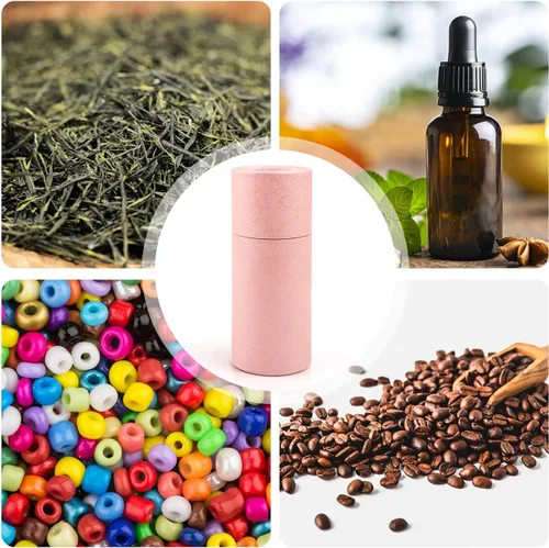 Vista 5 de Paquete de 12 tubos de papel kraft vacíos de 1.0 fl oz de capacidad, recipientes redondos de cartón de cartón para botellas de aceite esencial, caja