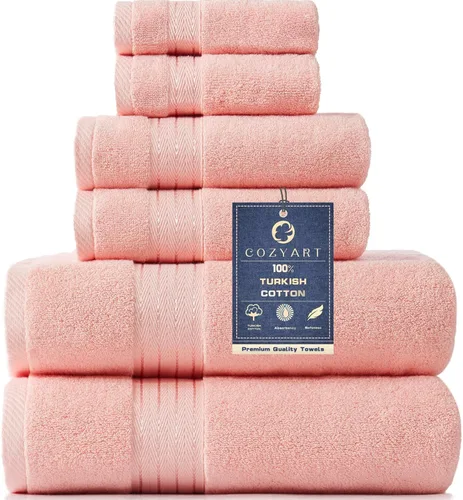 Vista 67 de COZYART - Juego de 6 toallas de baño de algodón turco, color azul claro, suaves, altamente absorbentes y duraderas, 19.17 oz/yd², incluye 2 toallas