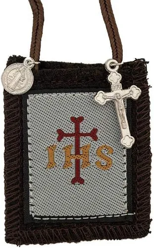 Vista 2 de Figura Santa Católica Escapulario 100% lana Viene con papeles de inscripción (IHS Brown)