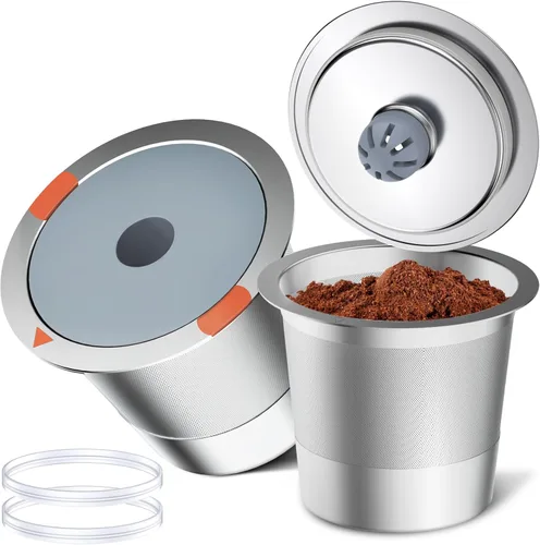 Vista 10 de Cápsulas de café reutilizables de acero inoxidable Keurig recargables - Filtro de café reutilizable de metal K Cup para Keurig 1.0 y 2.0 K-Classic