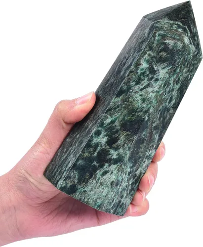 Vista 10 de AMOYSTONE Torre de piedra curativa grande de piedra de sangre africana, varita de cristal curativo, obelisco de punta hexagonal, irregular, 2-2.5