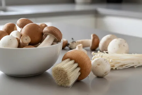 Vista 3 de Cuisinox Cepillo de hongos con mango ergonómico de madera de haya Cepillo de limpieza de verduras de cerdas naturales de primera calidad