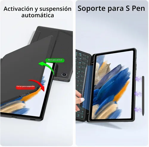 Vista 5 de JUQITECH Funda magnética con teclado trackpad para Samsung Galaxy Tab A8 Negro A8