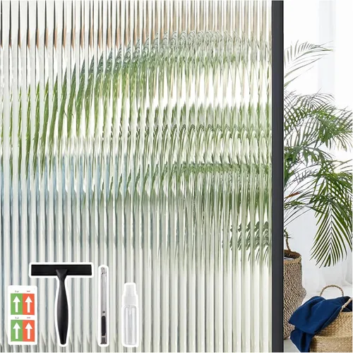 Vista 12 de Coavas Película de privacidad de ventana a rayas esmeriladas para vidrio de Adhesivo estático, sin pegamento, extraíble, bloqueo UV, control