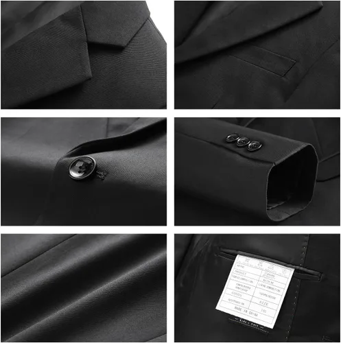 Vista 4 de Boys Suits Slim Fit Formal 3 Piece Kid Wedding Prom Ring Bearer Outfit Negro