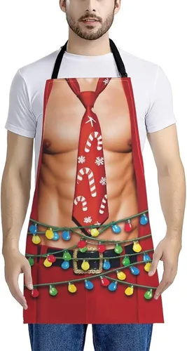 Vista 30 de Dreaweet Delantal de cocina unisex con cuello ajustable de Navidad