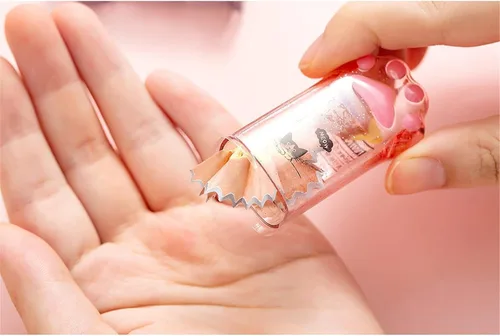 Vista 7 de Lindo sacapuntas de pata de gato rosa Kawaii suministros escolares premio estudiante regalo para niños, lindo sacapuntas