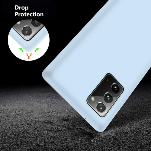 Vista 4 de Diseñada para Galaxy Note 20, funda de goma de gel de silicona líquida a prueba de golpes, cojín de forro de tela de microfibra suave compatible