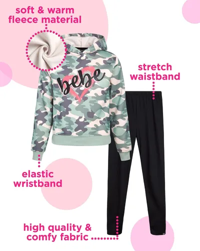 Vista 2 de bebe Conjunto de leggings para niña - 2 piezas de sudadera con capucha de forro polar para niños (tamaño 7-16)