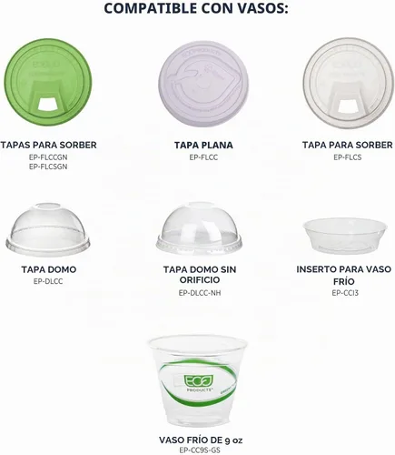Vista 5 de ECO PRODUCTS GreenStripe - Vasos fríos transparentes de 9 onzas, vasos desechables de ácido poliláctico (PLA) a base de plantas para agua, jugo