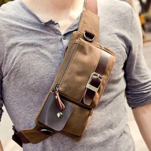 Vista 2 de BAOSHA YB-01 Bolso de la cintura de los hombres de la vendimia Deportes Riñonera Bolsa de Seguridad de Dinero de la Cintura de la Bolsa