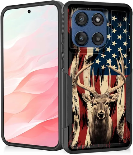 Vista 140 de Funda para Moto G Play 4G 2024, resistente de doble capa híbrida de policarbonato duro, goma suave, a prueba de golpes, funda protectora resistente