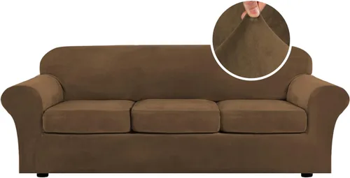 Vista 12 de H.VERSAILTEX - Funda elástica para sofá de 2 piezas, funda protectora de terciopelo, suave, con parte inferior elástica, con un ancho de hasta 49