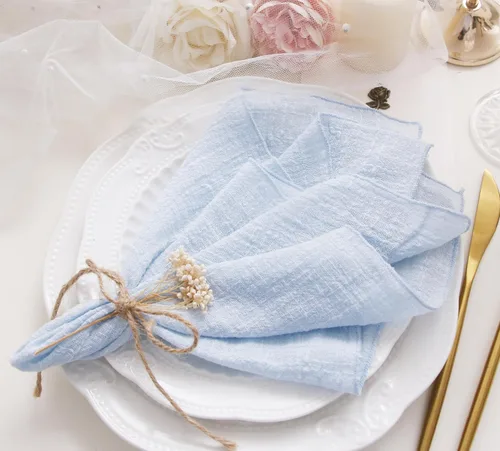Vista 10 de Servilletas de tela para cena 10 unidades, servilletas de gasa 100% algodón natural suave, servilletas lavables ideales para bodas, decorativas