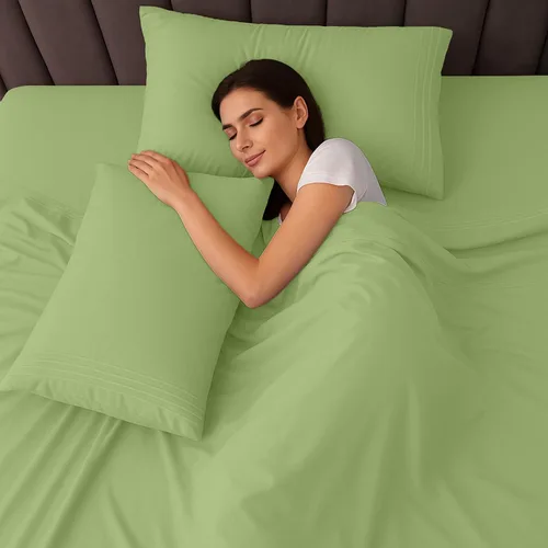 Vista 155 de LUX Décor - Juego de sábanas Twin de microfibra ultrasuave de 3 piezas con sábana encimera, sábana bajera de 16 pulgadas de profundidad y funda