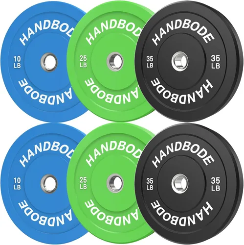 Vista 38 de HANDBODE Juego de discos de peso de 2 pulgadas de alto rebote, juego de discos olímpicos de 45/100/160/190/260/300 libras, juego de discos