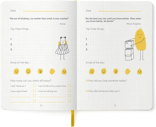 Vista 5 de HappyMe - Diario de gratitud para niños con indicaciones diarias, cuaderno de escritura para expresar pensamientos y sentimientos, mentalidad