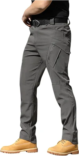 Vista 2 de Pantalones de color puro, pantalones de retazos de camuflaje para hombre, pantalones caqui con bolsillos holgados