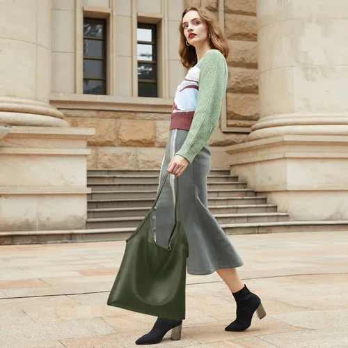 Vista 5 de Montana West Bolsos estilo hobo holgados para mujer, bolsos de hombro suaves de diseñador para mujer, bolso de mano con asa superior
