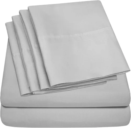 Vista 18 de Juego de sábanas de 4 piezas para camas individuales de 1500 hilos de microfibra de cepillado fino con bolsillo profundo - 1 funda de almohada