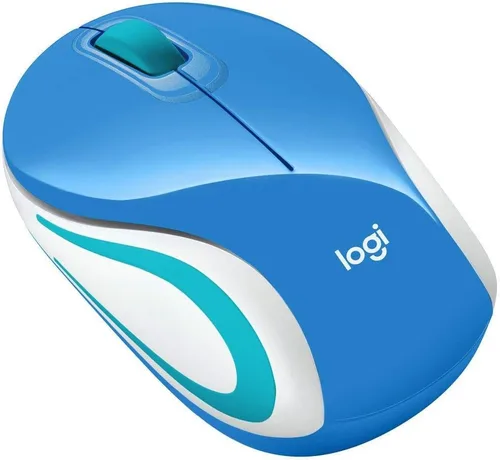Vista 6 de Logitech Mini mouse inalámbrico M187 Ultra portátil, seguimiento óptico de 1000 DPI, 3 botones, PC/Mac/computadora portátil, color negro y blanco
