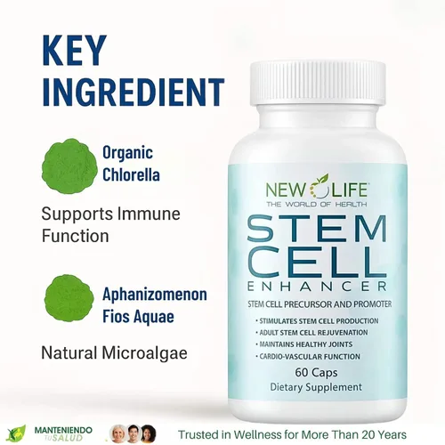 Vista 4 de New Life - Células madre de 875 mg, antienvejecimiento, promotor de células madre, 60 cápsulas 60 cápsulas