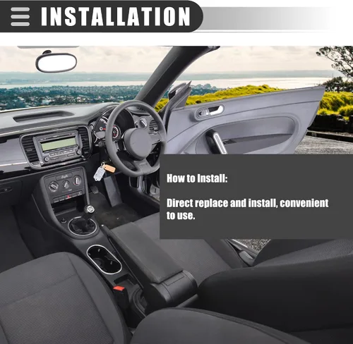 Vista 4 de Motoforti Cubierta para reposabrazos de panel de puerta de automóvil, para Volkswagen Beetle 1998-2010, cuero de microfibra, 1 par, beige