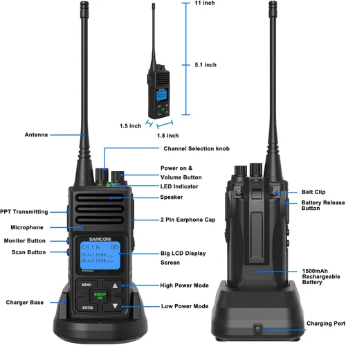 Vista 9 de SAMCOM Radios de 2 vías FPCN30A Radios bidireccionales de largo alcance recargables 5 vatios UHF programables Radios de mano profesionales Walkie