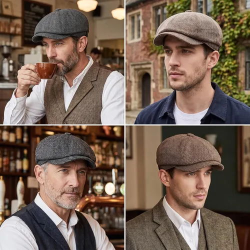 Vista 7 de Gvhntk 2 gorras planas de espiga para hombre