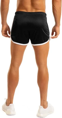 Vista 5 de Ouber Pantalones cortos ajustados para hombre, culturismo, entrenamiento, gimnasio, correr, pantalones cortos ajustados