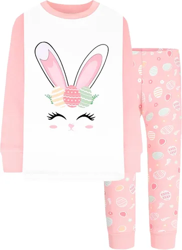Vista 23 de DAUGHTER QUEEN Pijama de algodón para niñas de 4 piezas, talla 18 meses-12 años
