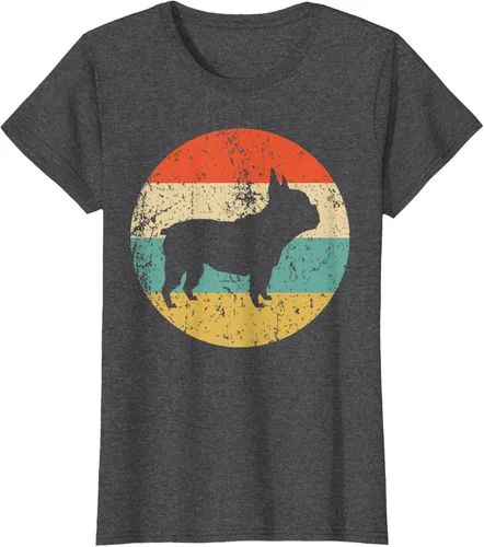 Vista 6 de Camiseta de perro retro de Bulldog Francés Negro