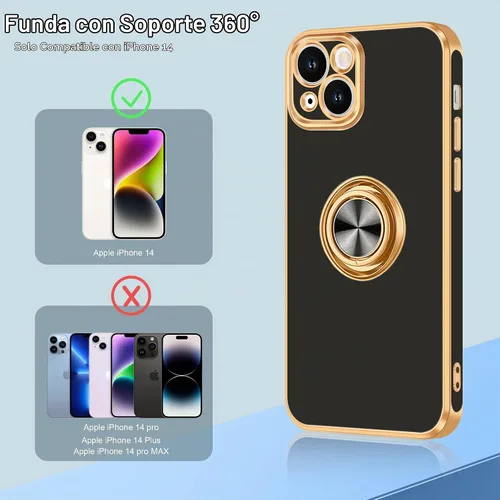 Vista 6 de Fingic Funda para iPhone 14 [con soporte de anillo de 360°] [Soporte magnético para automóvil] Funda de teléfono con soporte para teléfono