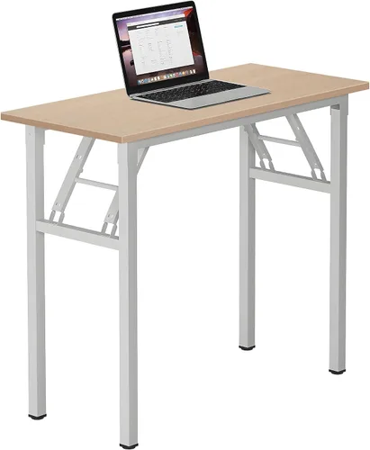 Vista 43 de Need - Escritorio plegable de 31 1/2" sin ensamblaje, mesa pequeña para computadora, escritorio robusto y resistente para espacios pequeños, marco