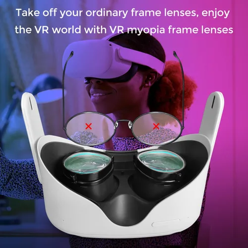 Vista 6 de Lens Insert Compatible with MetaOculus Quest 2 - Sonicgrace VR Oculus Quest 2 Myopia Lens Glass with Blue Light Filter, Alloy Magnetic Frame and