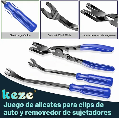 Vista 4 de Keze 7 Piezas Herramienta de Palanca de Extracción de Molduras de Plástico Automotrices y Kit de Alicates Extractores de Clips para Extracción
