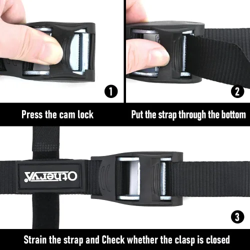 Vista 4 de Otherya 1" x 12 Ft Motorcycle Tie Down Straps (4 Pack) Lab Tested 1100lb Break Strength, Steel Cambuckle Tiedown Set with Integrated Soft Loops