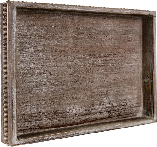 Vista 13 de MAONAME Bandeja de Madera para Servir, Bandeja de Madera Estilo Granja con Cuentas, Bandeja Octogonal para Servir Blanca Lavada, Bandeja de Mesa