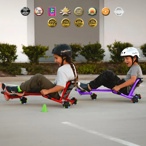 Vista 6 de EzyRoller Juguete clásico con ruedas LED para niños, de 3 a 12 años, hasta 154 libras, color morado Púrpura