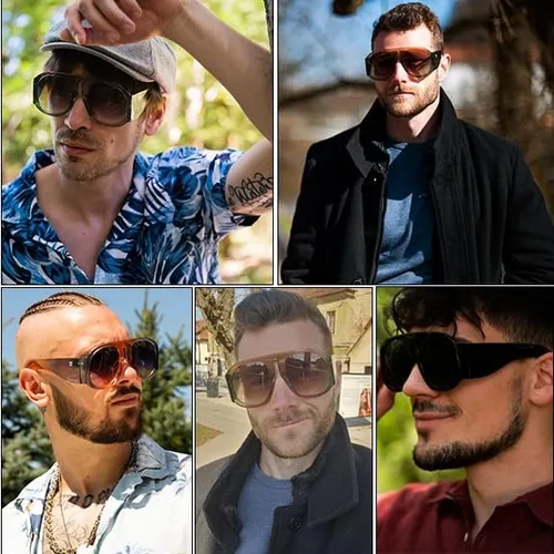 Vista 3 de MC2303 - Gafas de sol cuadradas de gran tamaño para mujer y hombre, estilo aviador, montura grande, gruesas, clásicas, para hombre