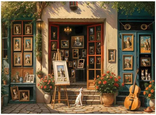 Vista 2 de Anatolian Puzzle -Cat Gallery, Rompecabezas de 1000 piezas, #1200