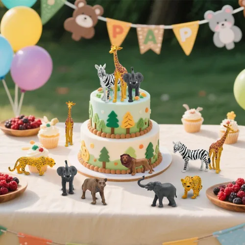 Vista 7 de Figuras de animales de safari, juguetes de animales de zoológico de plástico para niños pequeños de 1 a 3 años, figuras realistas de animales